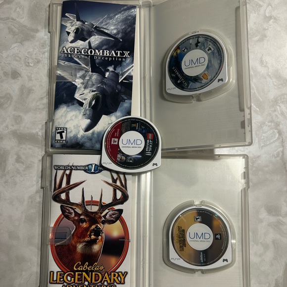 PSP bundle with 3 games! Ace combat X, cabella’s, and Star Wars - Picture 2 of 6